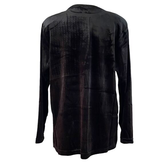 Vintage 80’s Patchwork Black Velvet Rafael Top M - Picture 3 of 7